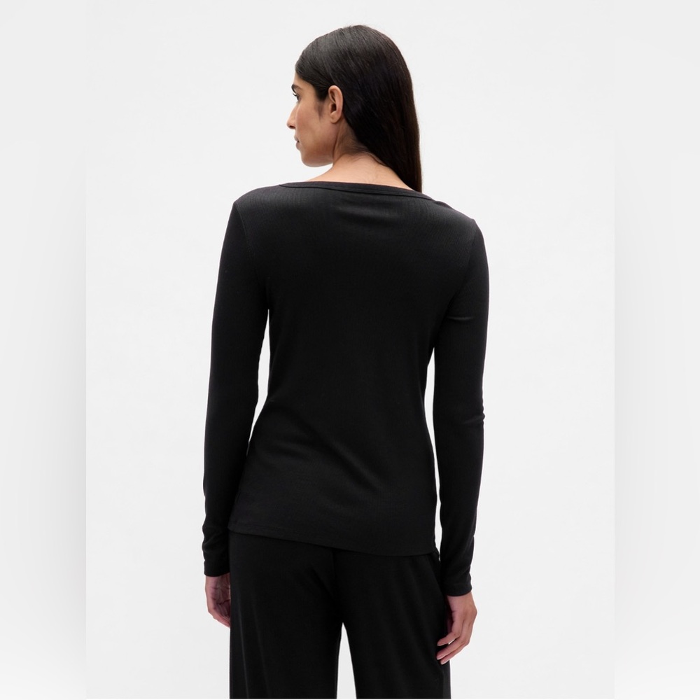 🆕 RESERVED EB GAP Women's Mini Rib PJ Cardigan True Black Medium 8-10 - Picture 3 of 13